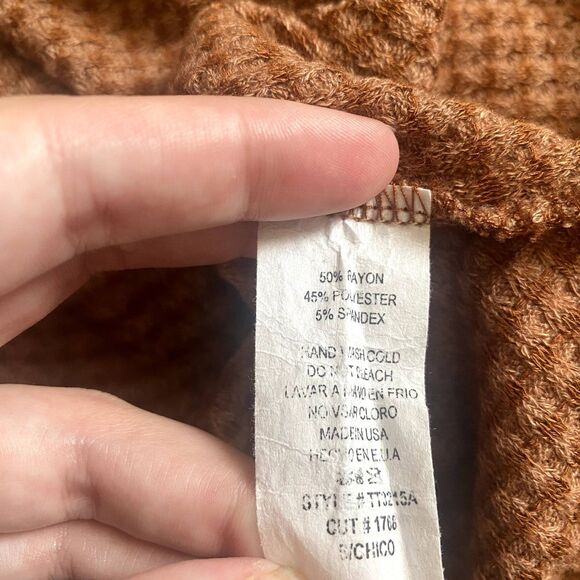 Ces Femme Oversized Waffle Knit Top Mixed Print Cow Leopard Sleeves Size Small - Picture 5 of 5